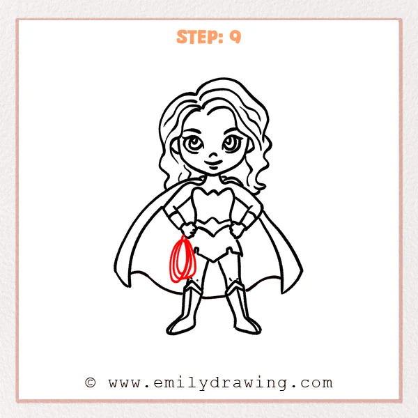how to draw a wonder woman - Step 9